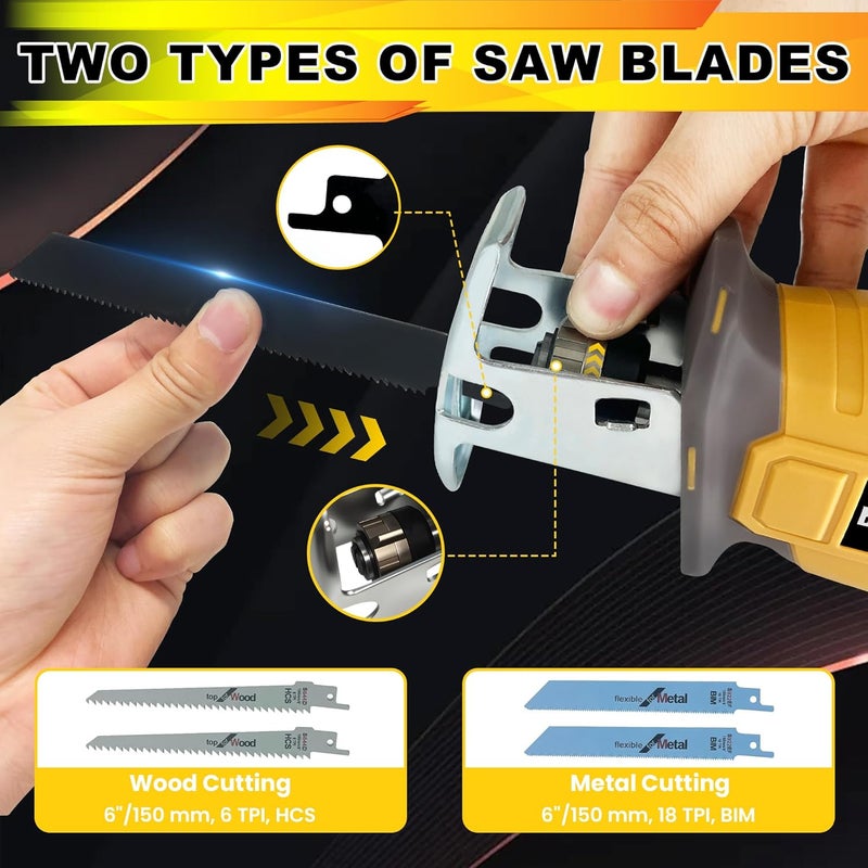 RAYLEEY Cordless Reciprocating Saw Compatible with Dewalt 20V MAX Battery, 0-3500 SPM, Variable Speed Trigger, One-Handed, Keyless Blade Clamp, Tool Only - Image 4